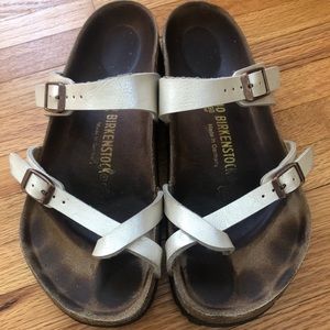 EU size 40 Birkenstock sandals. Slightly shimmery champagne color.